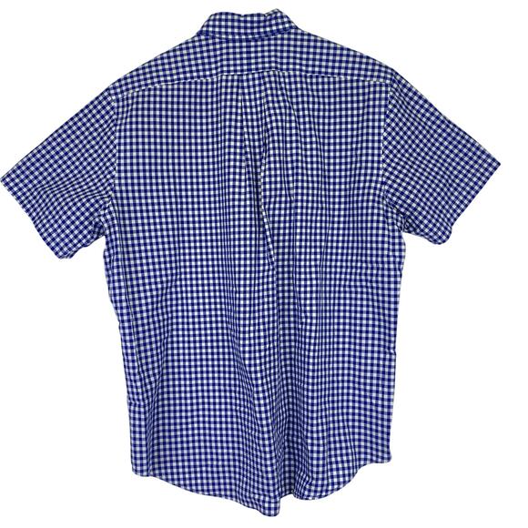 Ralph Lauren Blue Gingham Short Sleeve Button Down Oxford Shirt Mens XL Preppy - Picture 4 of 8